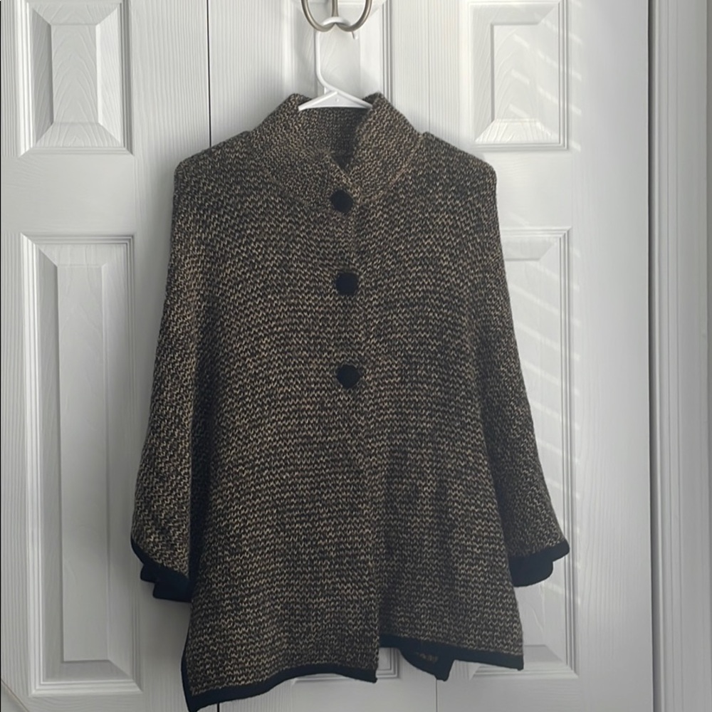 Handmade wool poncho - size s/m brown & black